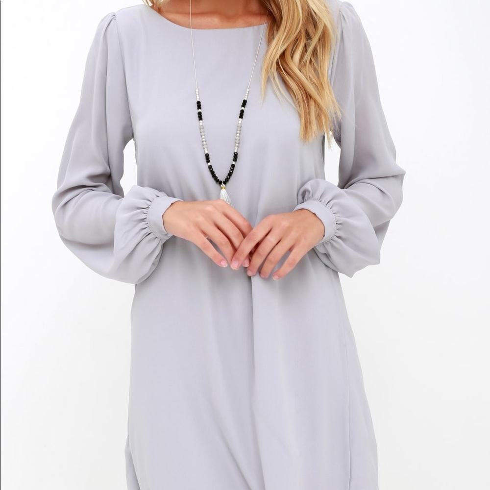Lulus status update light grey shift dress in XS
